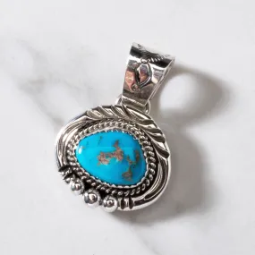 Joe Piaso Jr. Navajo King Manassa Turquoise USA Native American Made 925 Sterling Silver Pendant