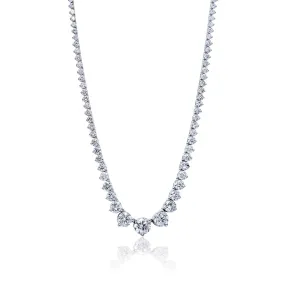 Joelle 26 Carat Round Brilliant Diamond Riviera Graduated Necklace in 14kt White Gold By Mike Nekta