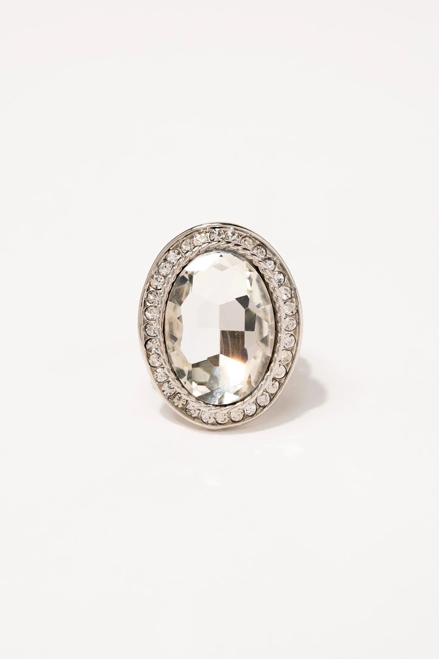 Katie Glam Rhinestone Ring - Silver Crystal