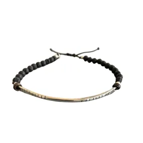 Lav Silver Bar & Lava Stone Bracelet