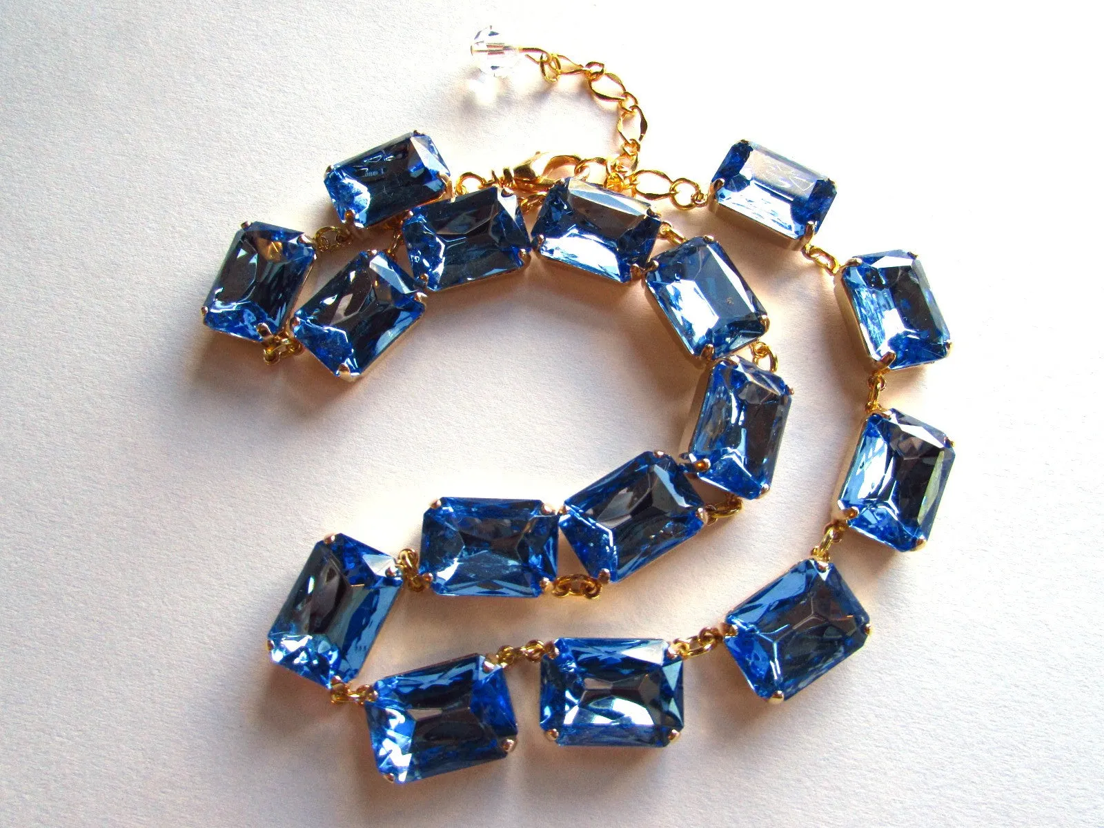 Light Blue Riviere Necklace - Large Octagon