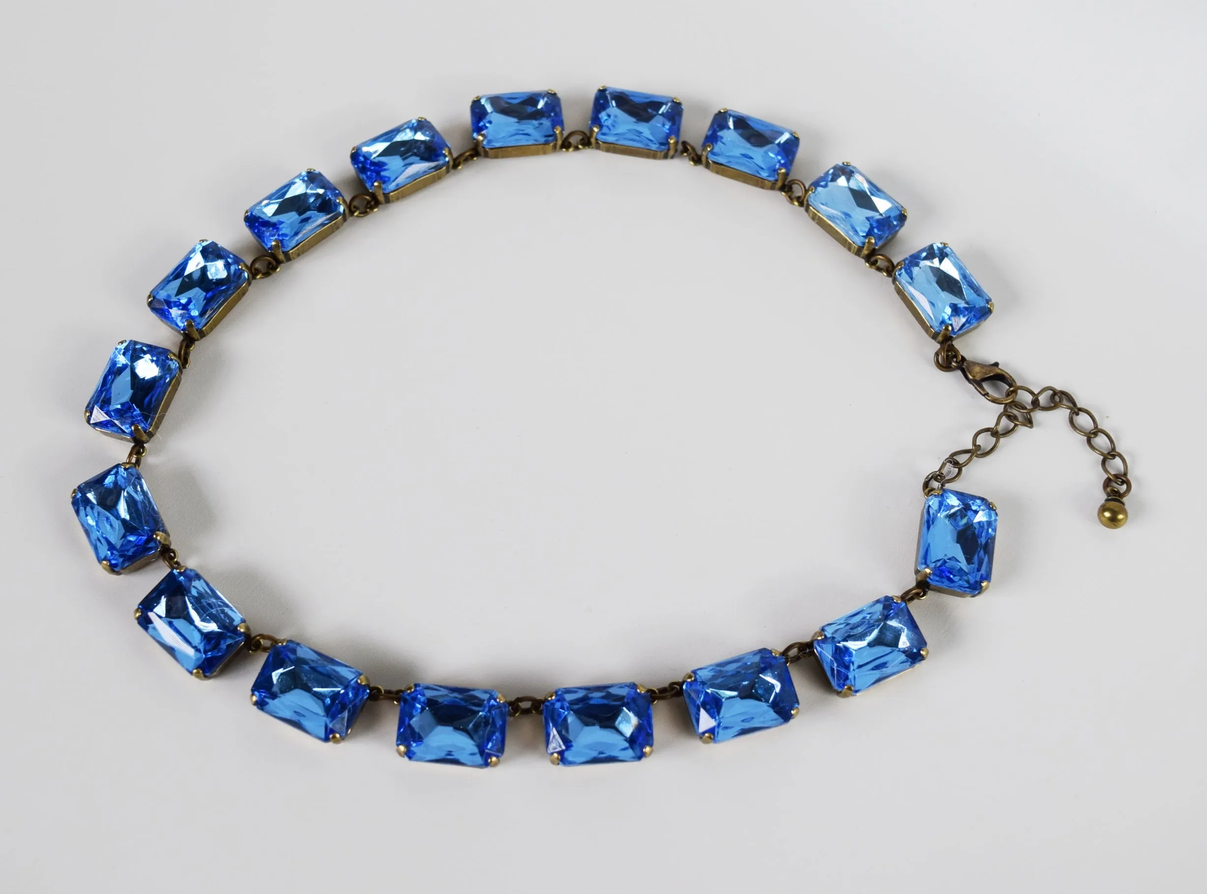 Light Blue Riviere Necklace - Large Octagon