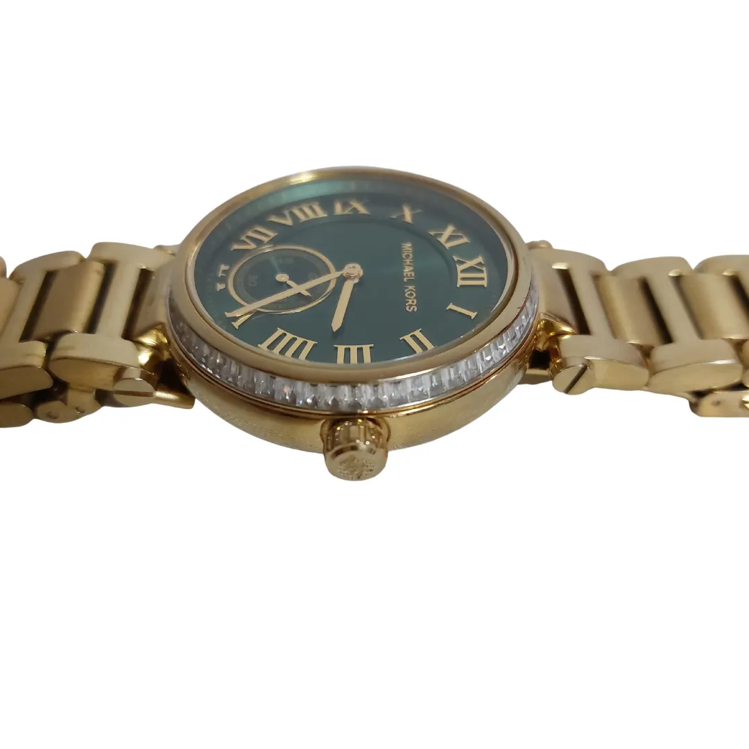 Michael Kors 6065 Green Dial Rhinestone Watch | Pre Loved |