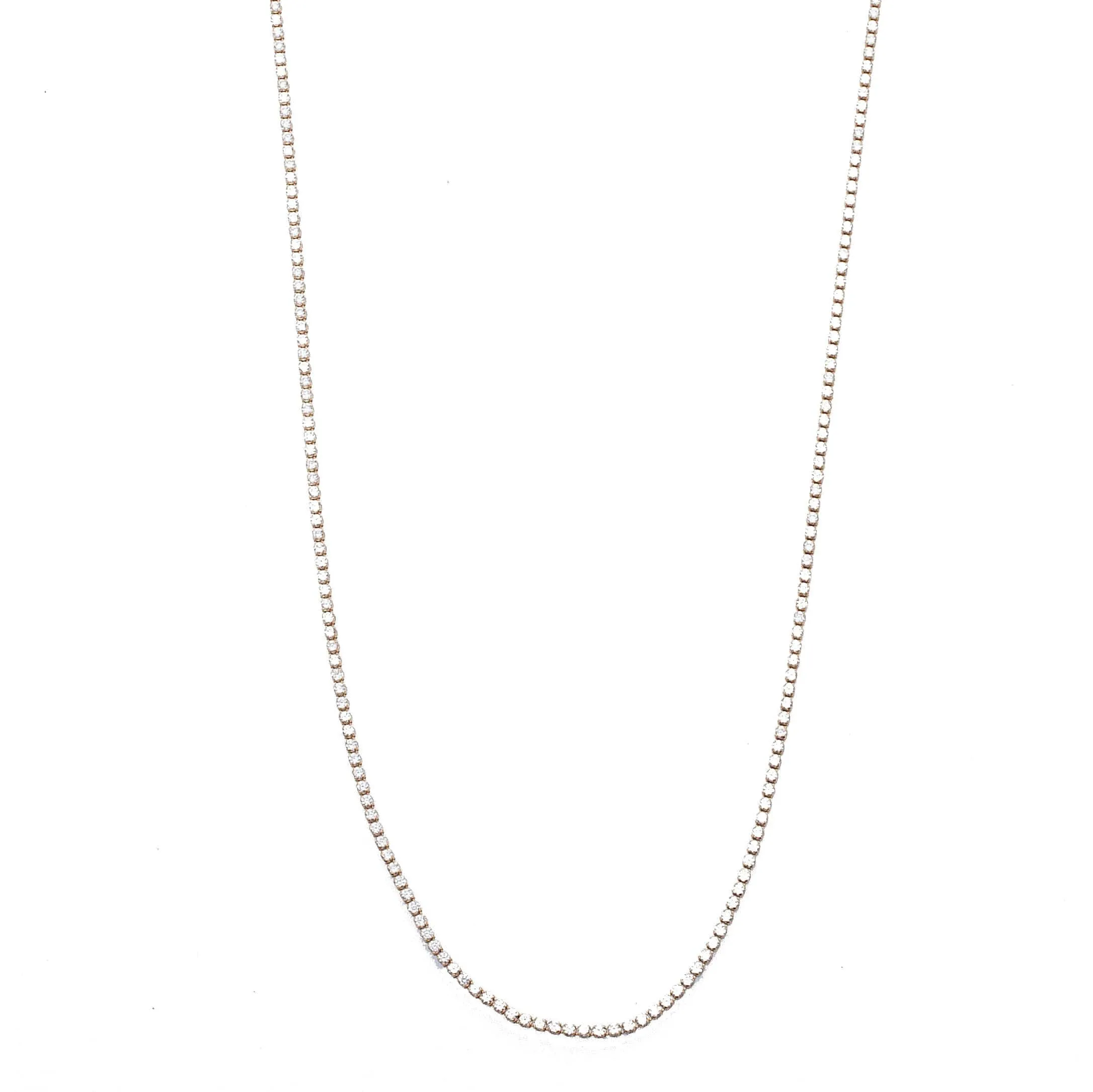 Mini 14K Gold and Diamond Tennis Necklace Invisible Setting