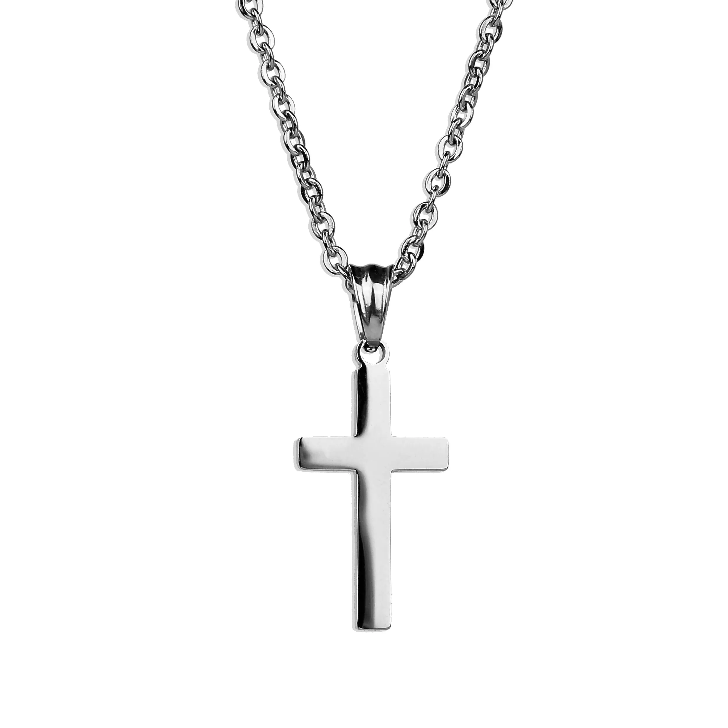 Modern Cross Necklace  - Silver