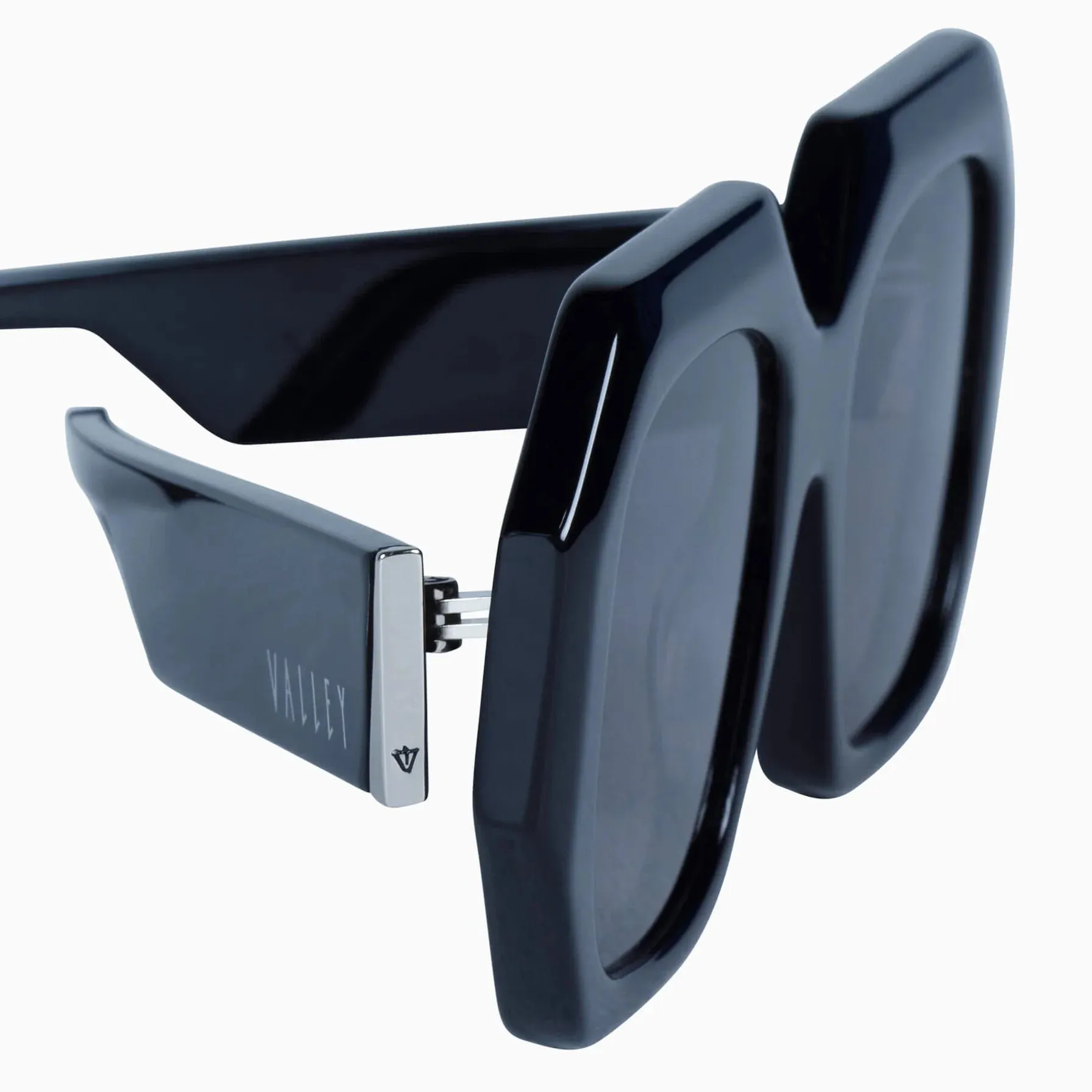 Monolith | Sunglasses - Gloss Black w. Silver Metal Trim / Black Lens