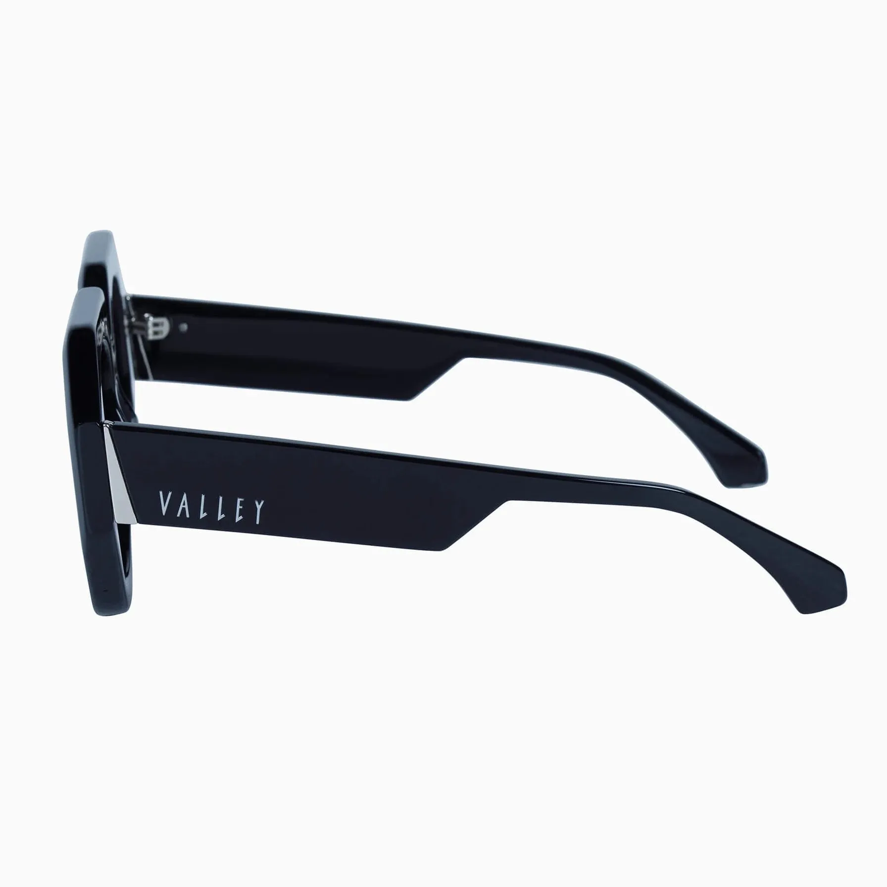 Monolith | Sunglasses - Gloss Black w. Silver Metal Trim / Black Lens