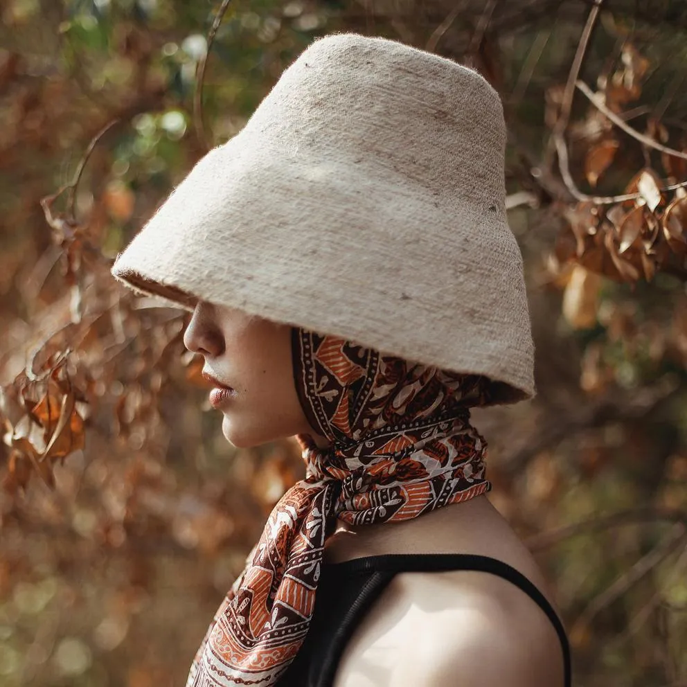 NAOMI Jute Bucket Hat, in Nude Beige