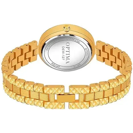 OPTIMA Elite Series Regalia Collection Analog Watch - for Women (Golden/White)(OEM-127)