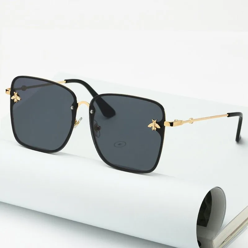 Oversize Rimless Square Bee Sunglasses