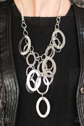 Paparazzi Accessories - A Silver Spell - Silver Blockbuster Necklace