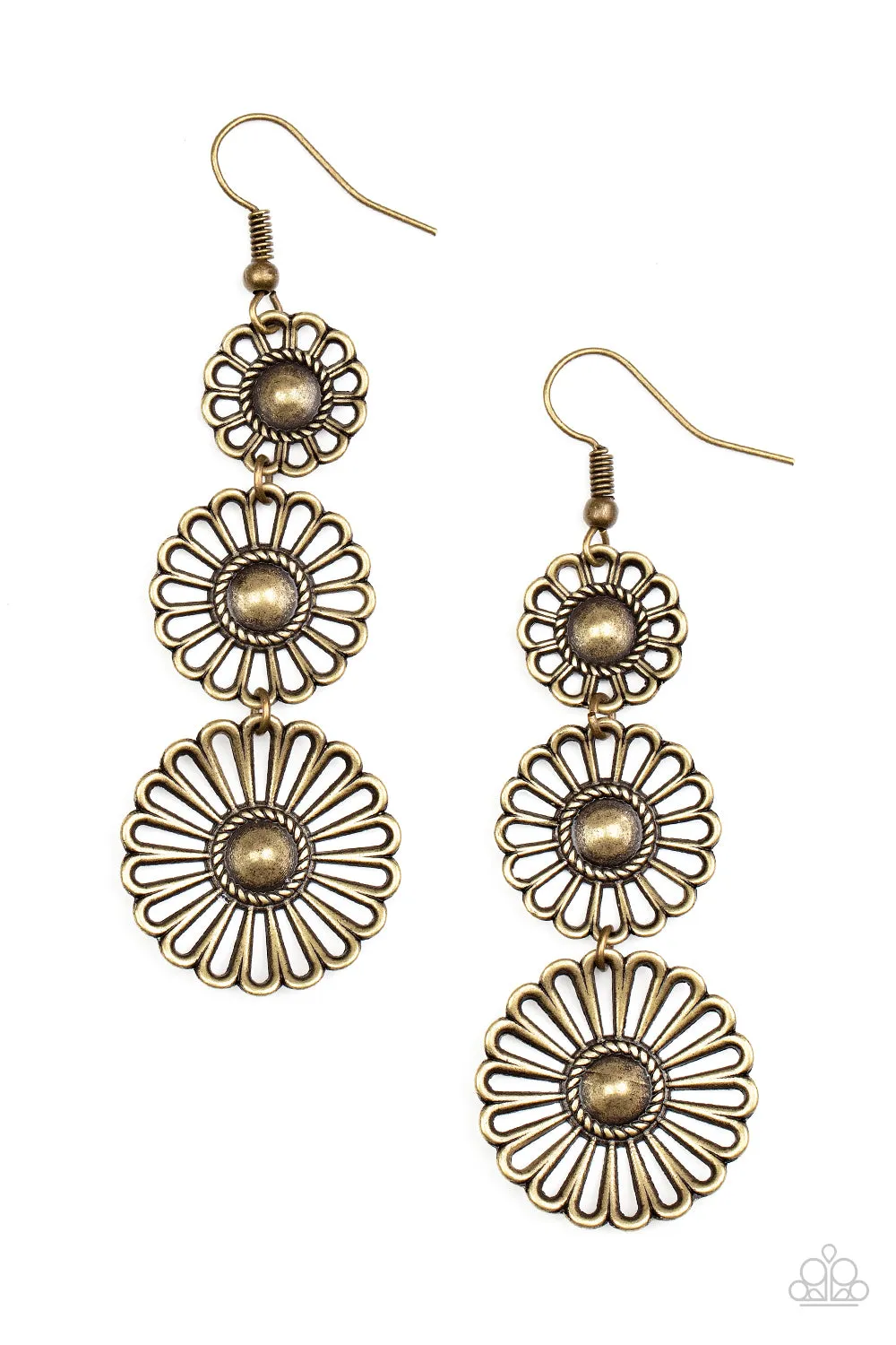 Paparazzi Gazebo Garden - Brass Daisies Floral Earrings