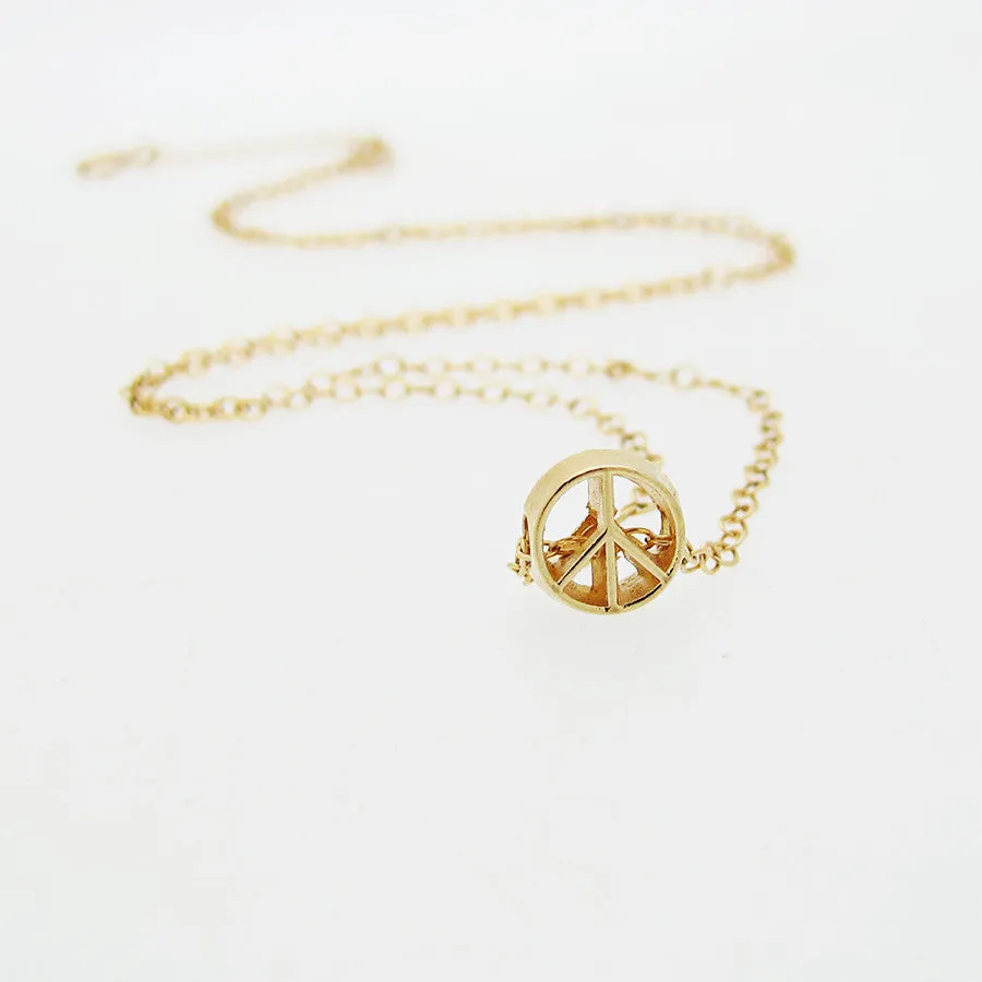 Peace Symbol Gold Choker Necklace