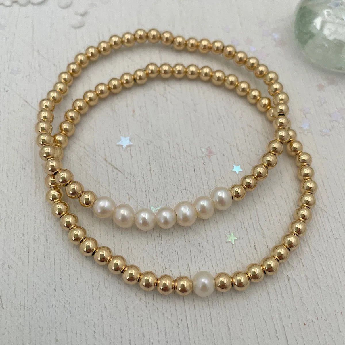 Pearl Strand Classic Bead Bracelet Gold Fill