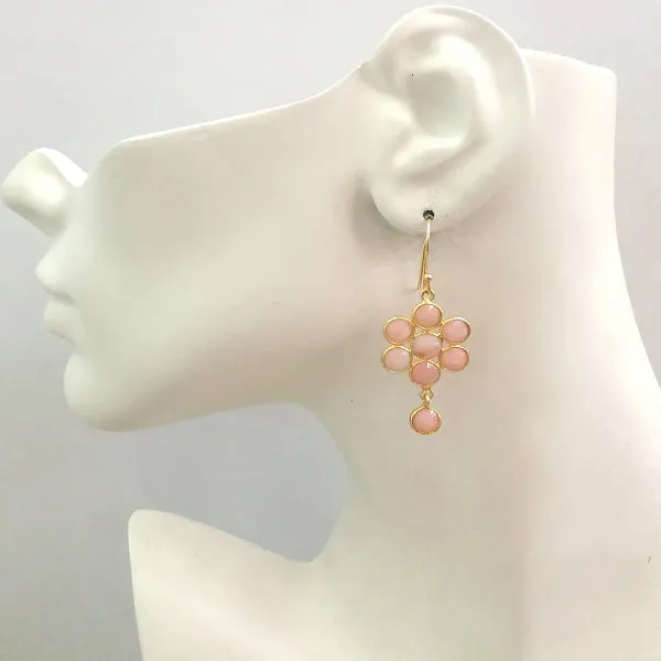 Pink Opal Double Drop Earrings