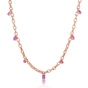 Pink Sapphire Link Necklace