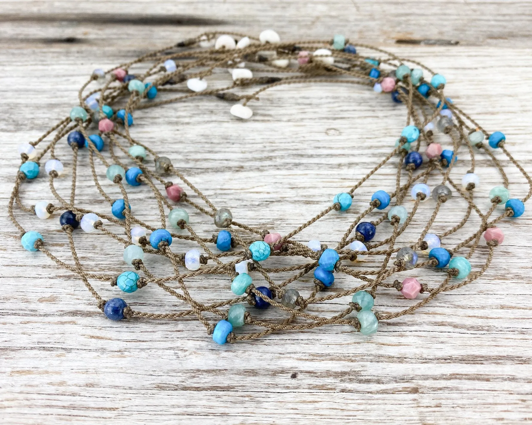 Princess Necklace-1120-Turquoise Faceted Rondelle Petite