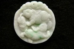 Rabbit Brings Luck and Fortune Burmese Jadeite Well Carved Pendant (BJP821)