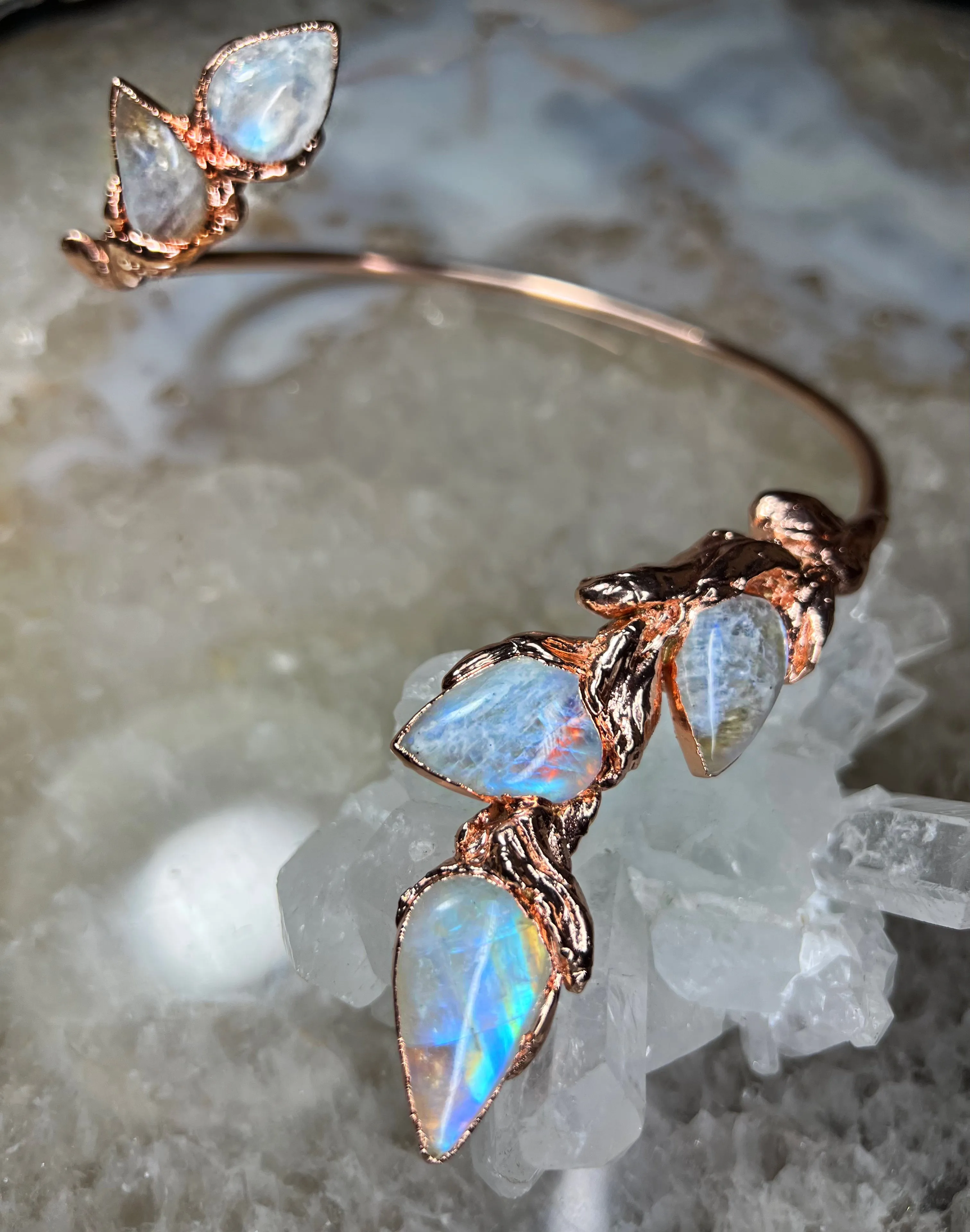 Rainbow MOONSTONE choker neck cuff