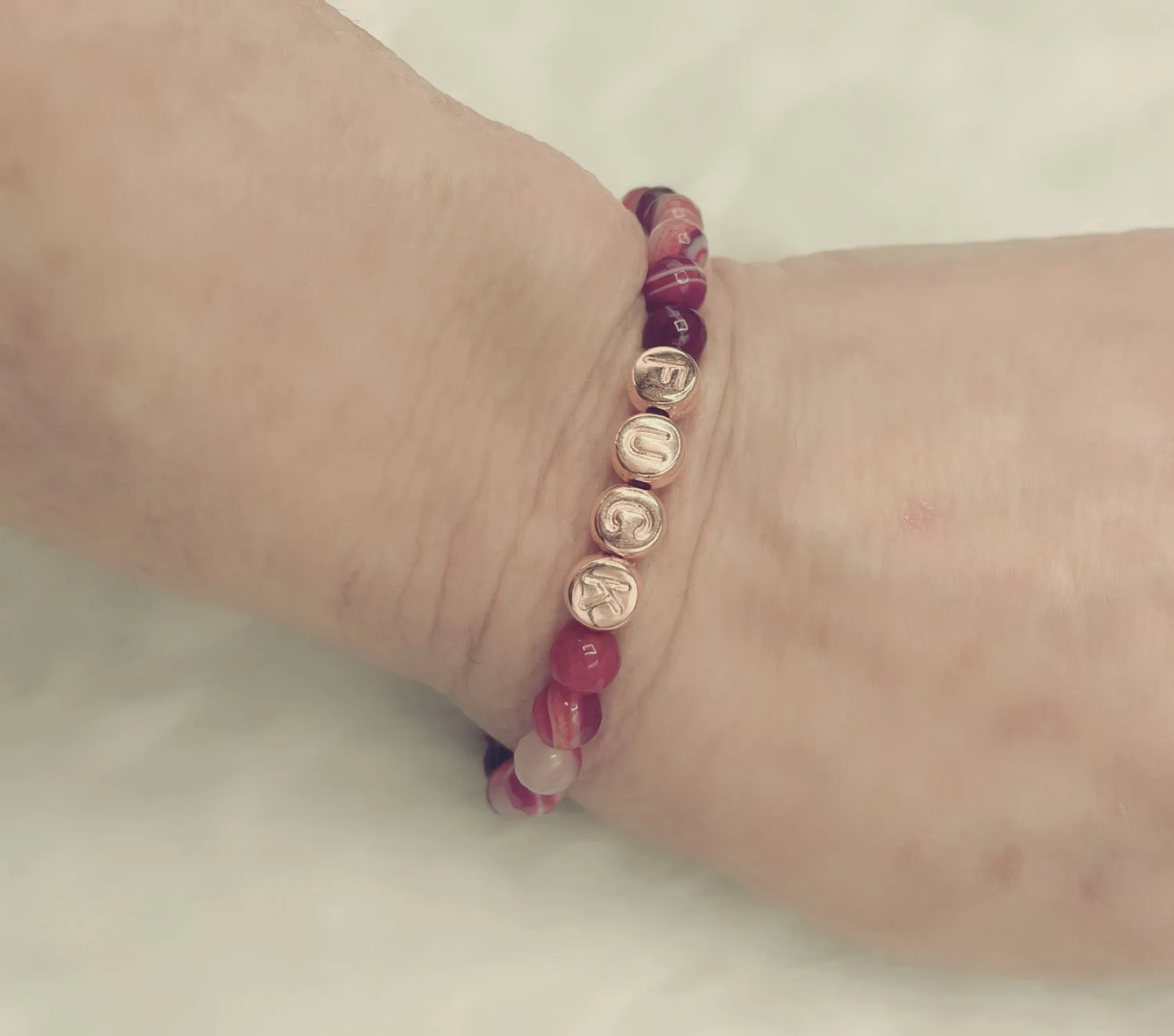 Red Banded Agate “Fuck” Bracelet