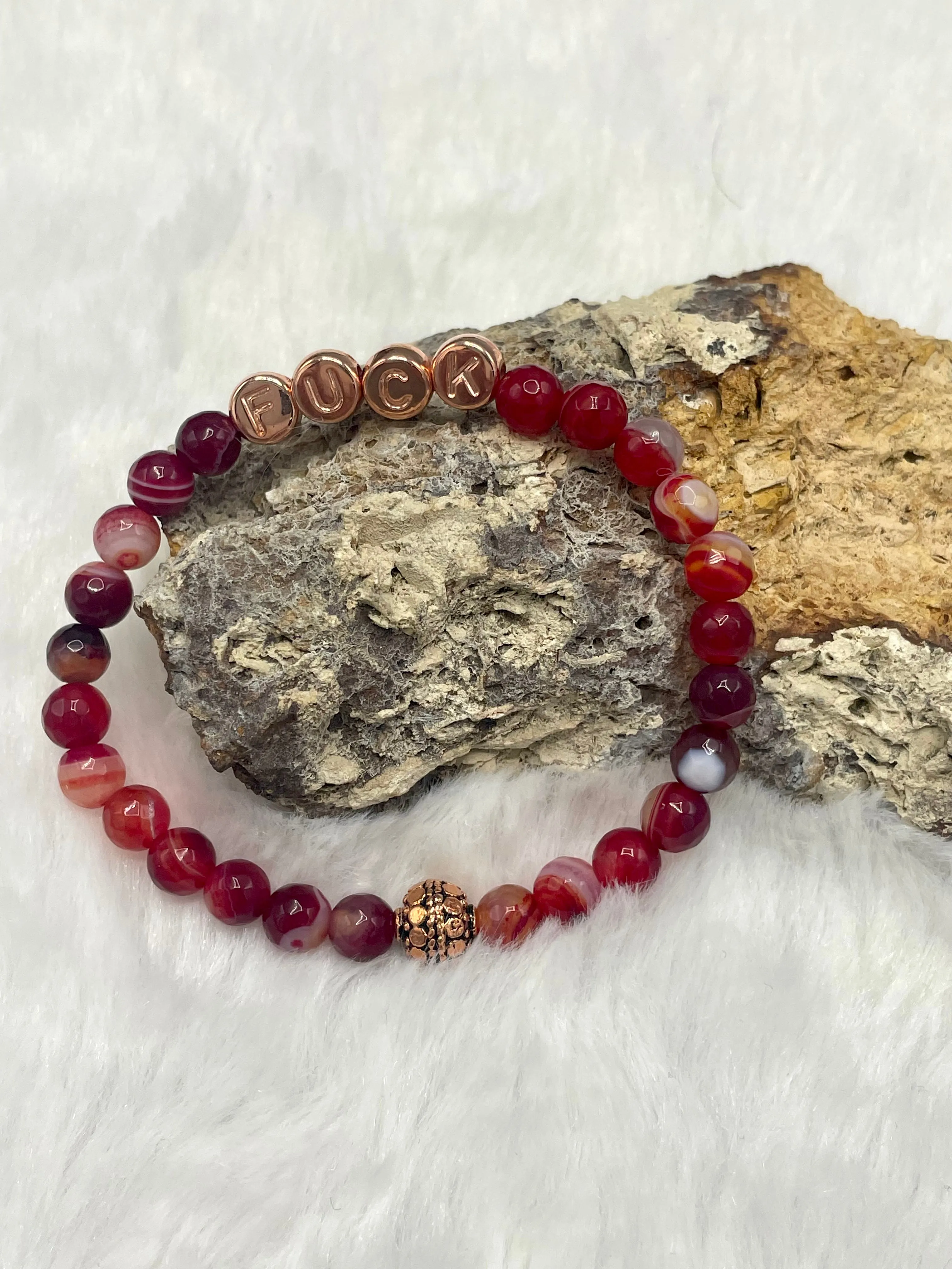 Red Banded Agate “Fuck” Bracelet