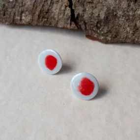 Red Dot porcelain stud earrings