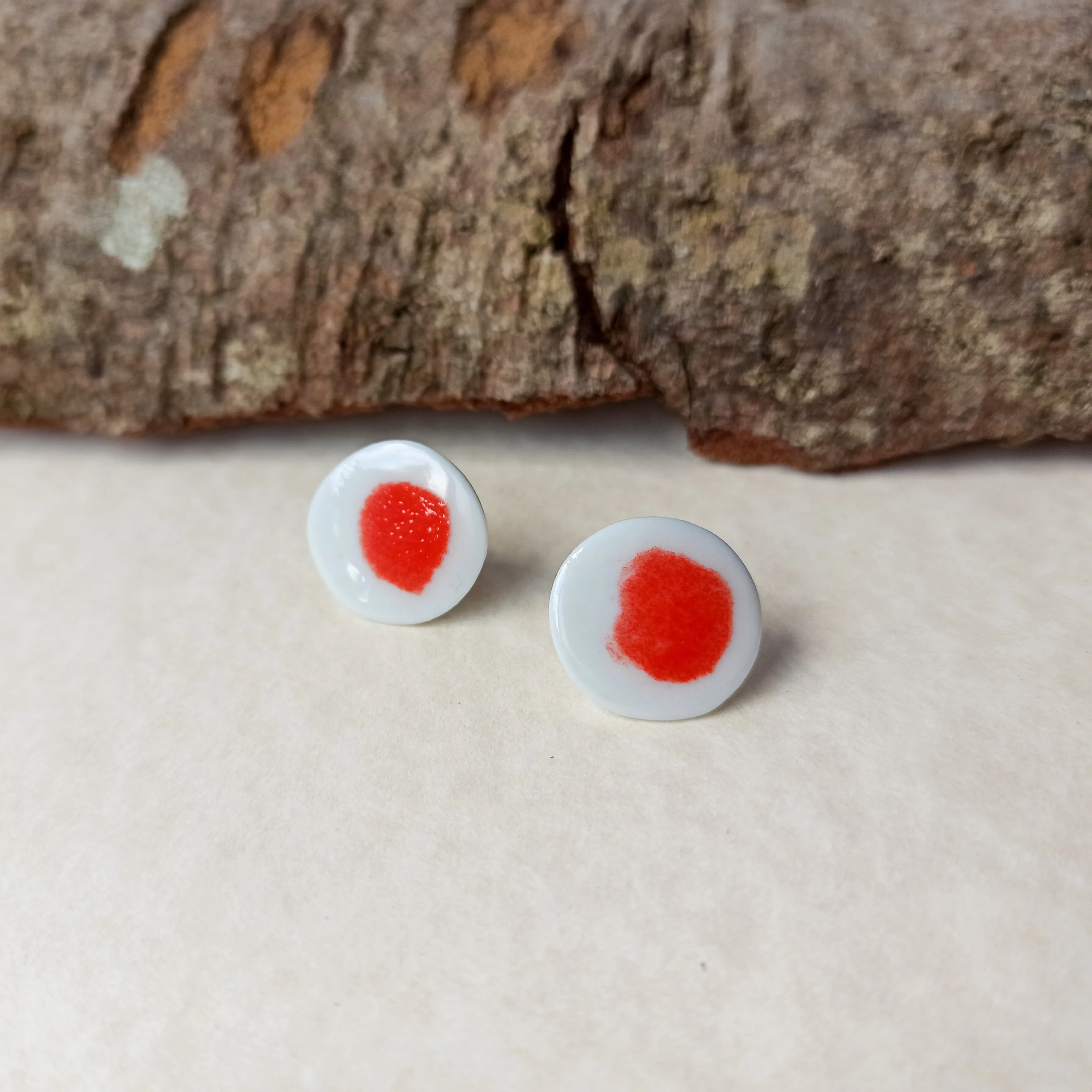 Red Dot porcelain stud earrings