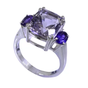 Riyo Dainty Gems Amethyst 925 Sterling Silver Rings Cushion Cut