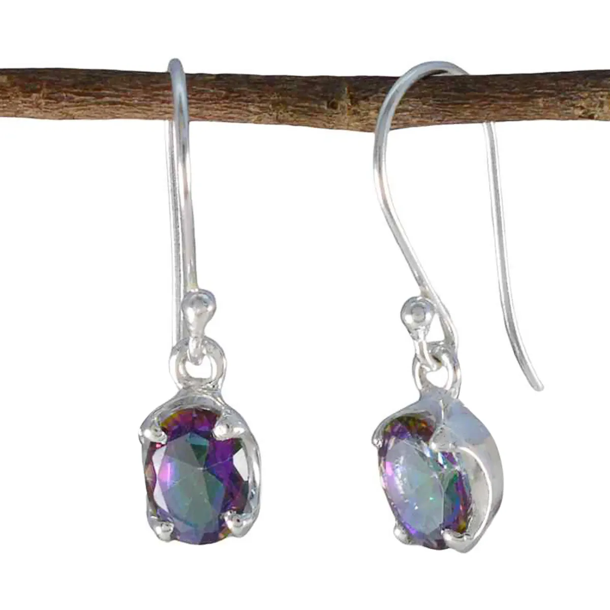 Riyo Drop-Dead Gorgeous Sterling Silver Earring For Sister Mystic Quartz Earring Bezel Setting Multi Earring Dangle Earring