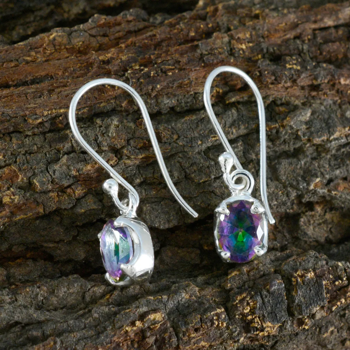 Riyo Drop-Dead Gorgeous Sterling Silver Earring For Sister Mystic Quartz Earring Bezel Setting Multi Earring Dangle Earring