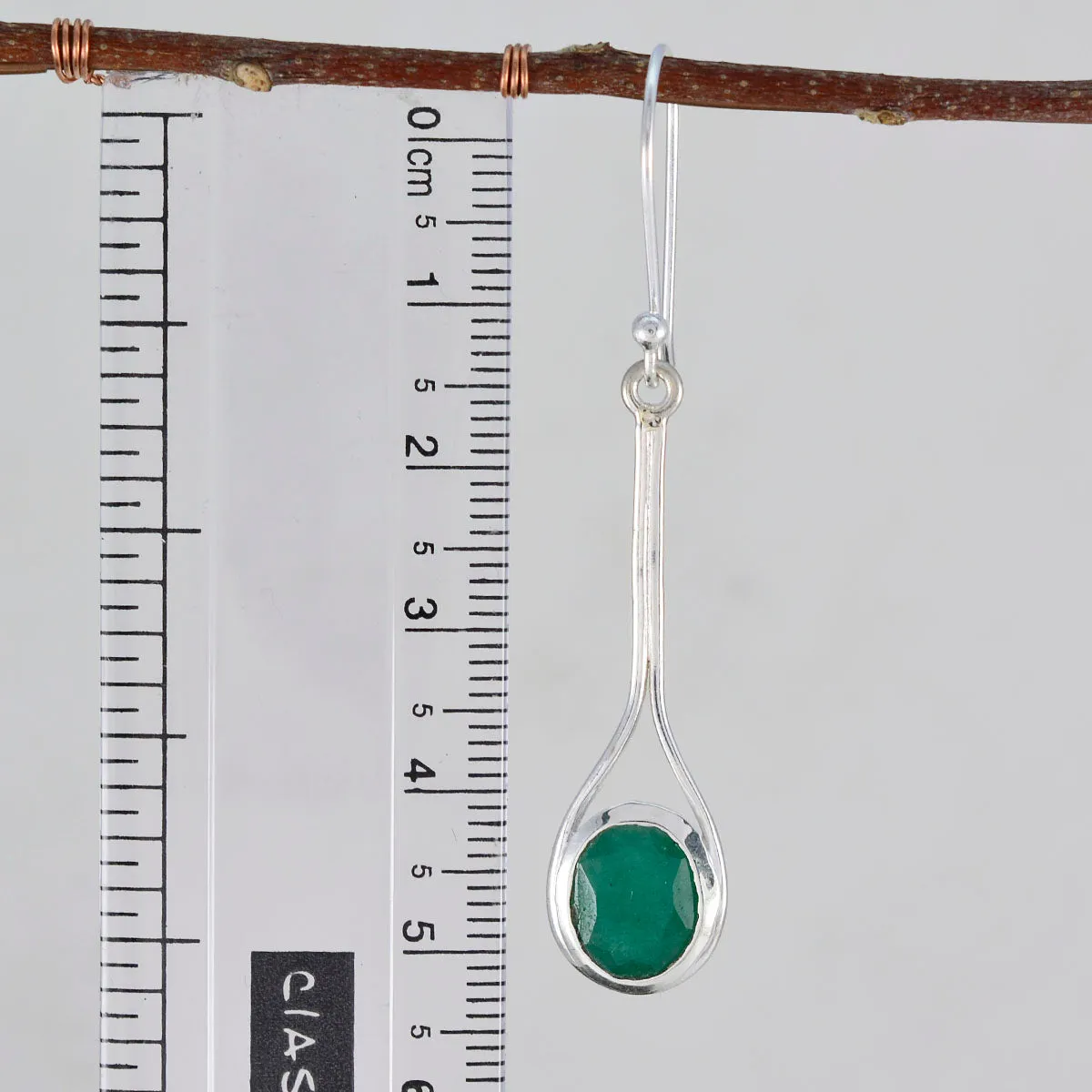 Riyo Easy On The Eye 925 Sterling Silver Earring For Female Indian Emerald Earring Bezel Setting Green Earring Dangle Earring