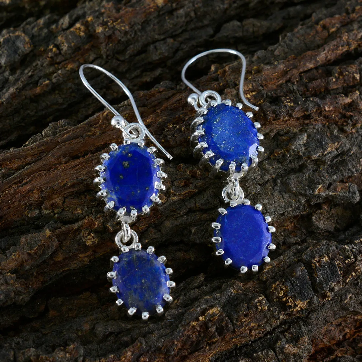 Riyo Easy On The Eye Sterling Silver Earring For Demoiselle Lapis Lazuli Earring Bezel Setting Blue Earring Dangle Earring