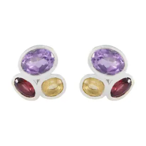 Riyo Easy On The Eye Sterling Silver Earring For Female Multi Earring Bezel Setting Multi Earring Stud Earring