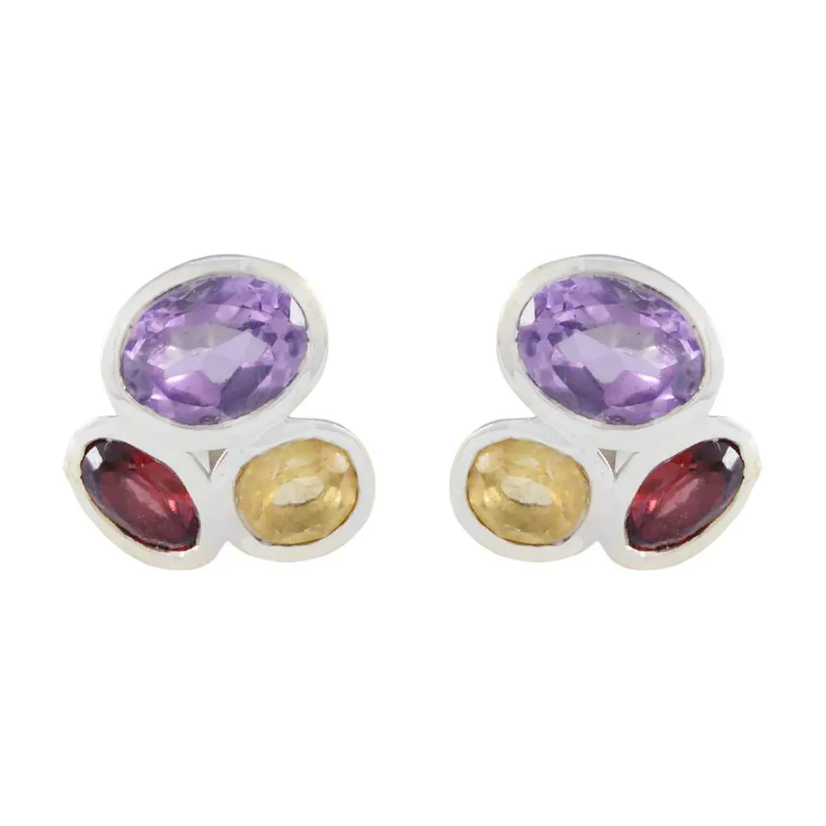 Riyo Easy On The Eye Sterling Silver Earring For Female Multi Earring Bezel Setting Multi Earring Stud Earring