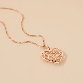 Rose-Tone Sterling Silver Open Lattice Heart Pendant