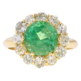 Round Emerald & Diamond Ring