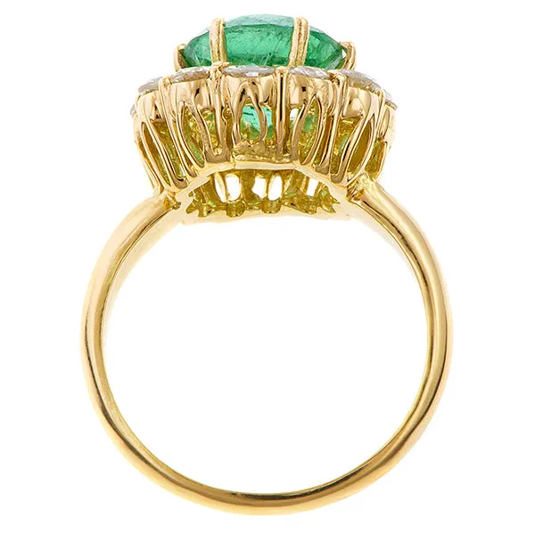 Round Emerald & Diamond Ring