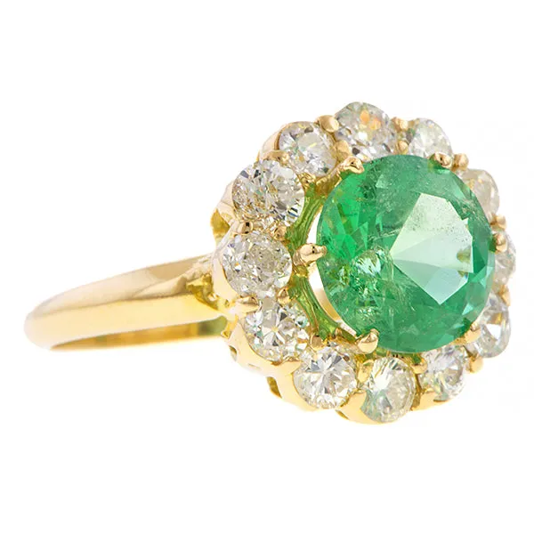 Round Emerald & Diamond Ring