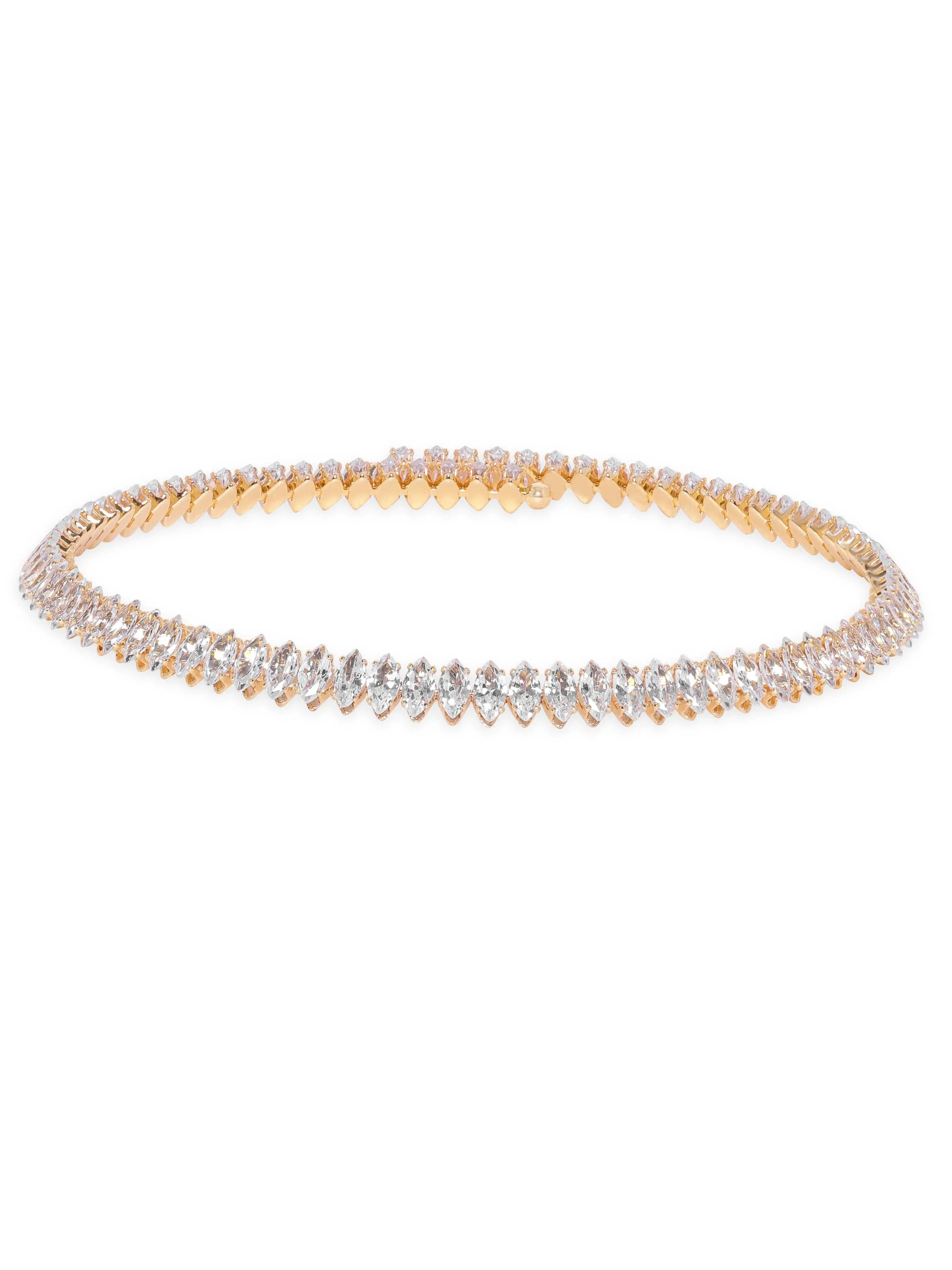 Rubans 18K Gold Plated Korean Crystal studded Adjustable Choker Necklace