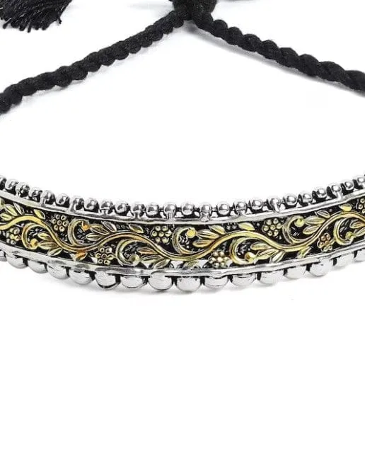 Rubans Silver Plated Handcrafted Dual Toned Filigree Choker