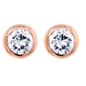 SALE Sybella Bezel CZ Stud Earrings Rose Gold