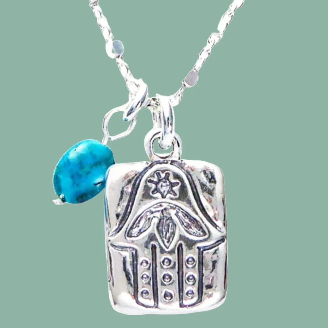 Silver Hamsa pendant sterling silver 925 Jewish Jewelry