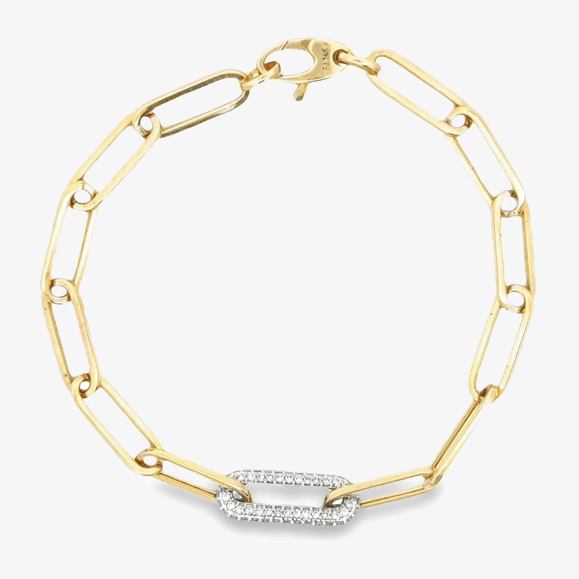 Single Diamond Link Paperclip Bracelet