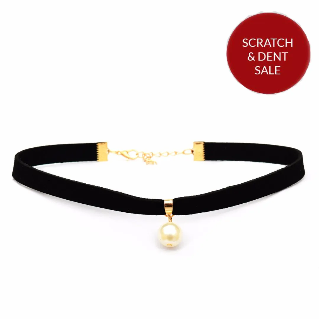 Single Pearl Black Choker - Sample