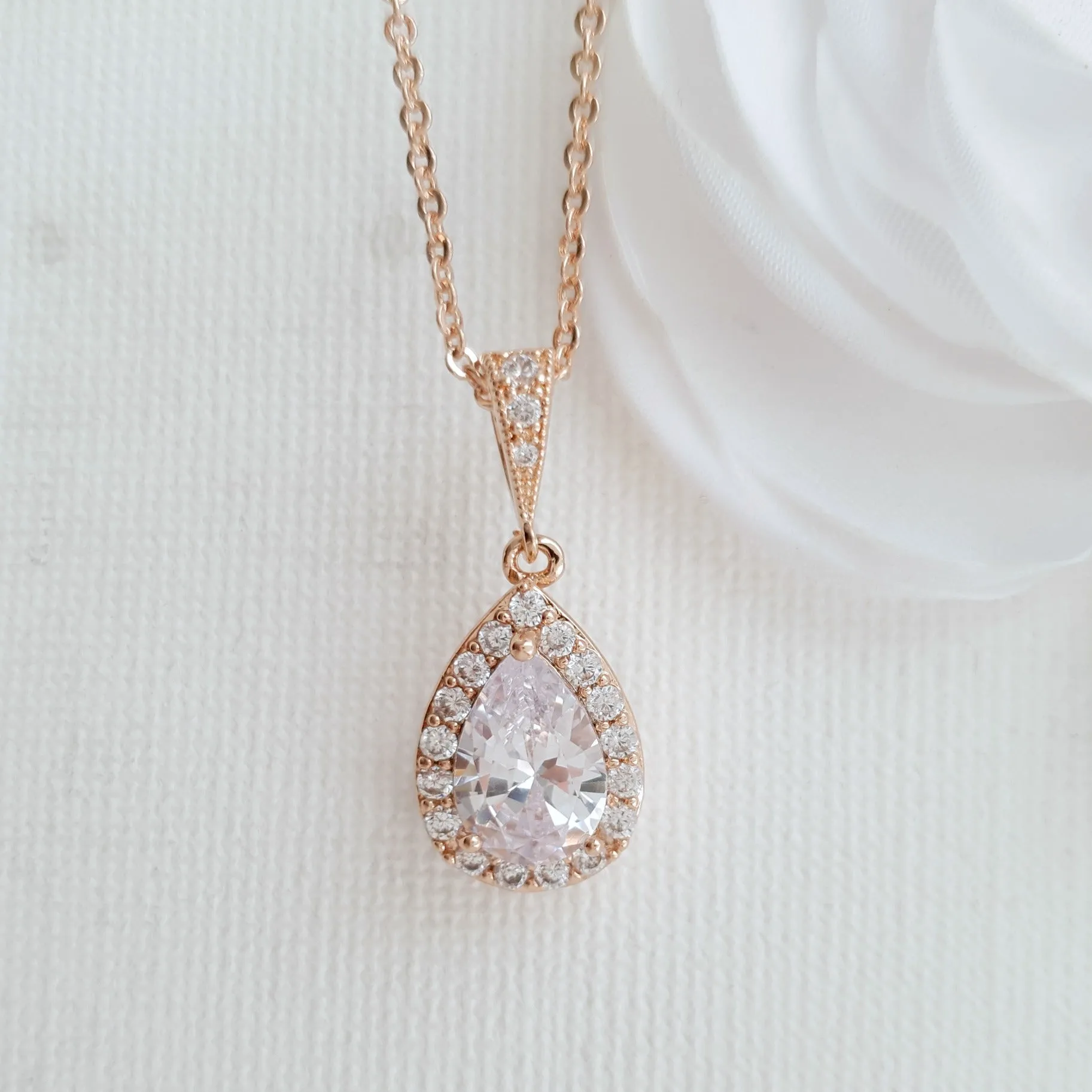 Small Teardrop Gold Pendant Necklace-Emma