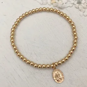 St Christopher Bead Bracelet Gold Fill