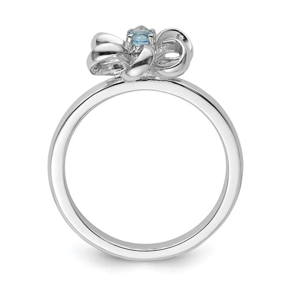 Stackable Expressions Polished Blue Topaz Flower Ring in Sterling Silver