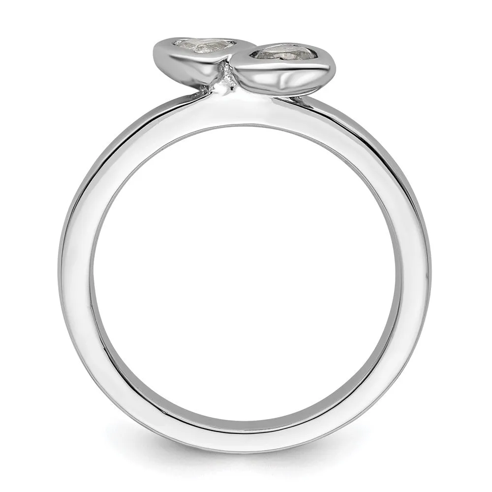 Stackable Expressions White Topaz Double Heart Ring in Sterling Silver