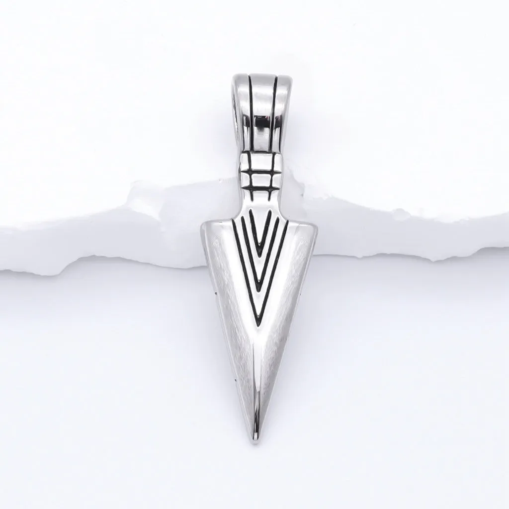 Stainless Steel Arrowhead Pendant - Silver