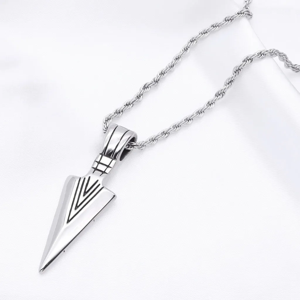 Stainless Steel Arrowhead Pendant - Silver